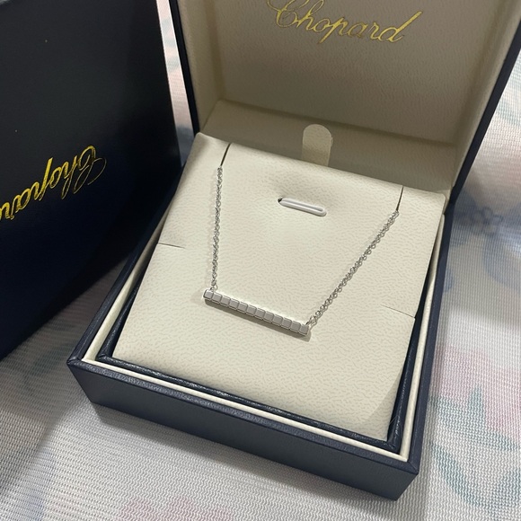 Chopard Jewelry - Chopard Silver Geometric Bar Necklace in Polished Silver
